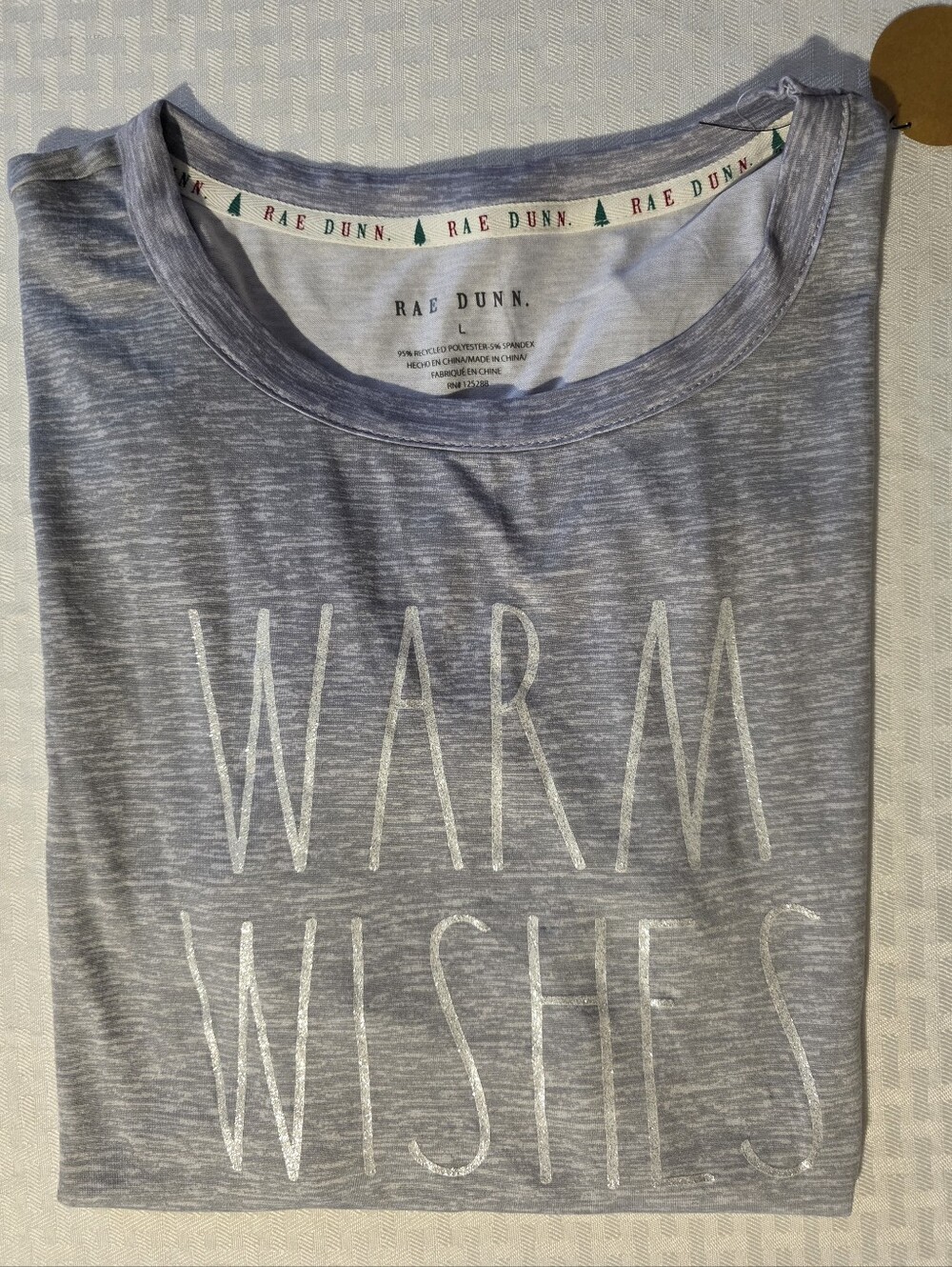 Rae Dunn Holiday Heather Gray "Warm Wishes" Short Sleeve Tee